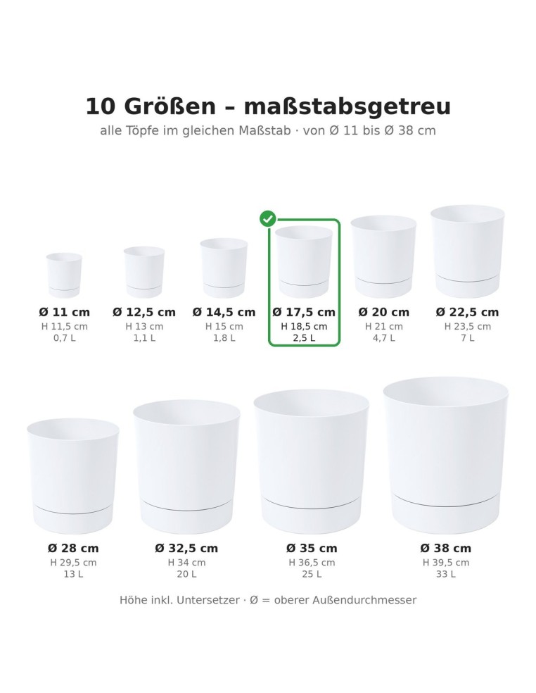 Coprivaso rotondo Ø18 × 19 cm opaco, 2,5 L – Bianco | Töpferkönig