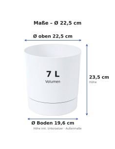 Übertopf rund Ø23 × 24 cm Matt, 7 L – Weiß | Töpferkönig 2