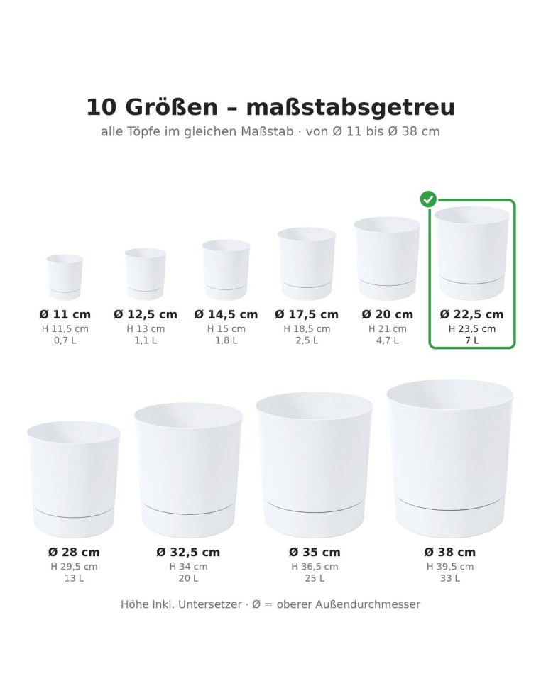 Sierpot rond Ø23 × 24 cm mat, 7 L – Wit | Töpferkönig