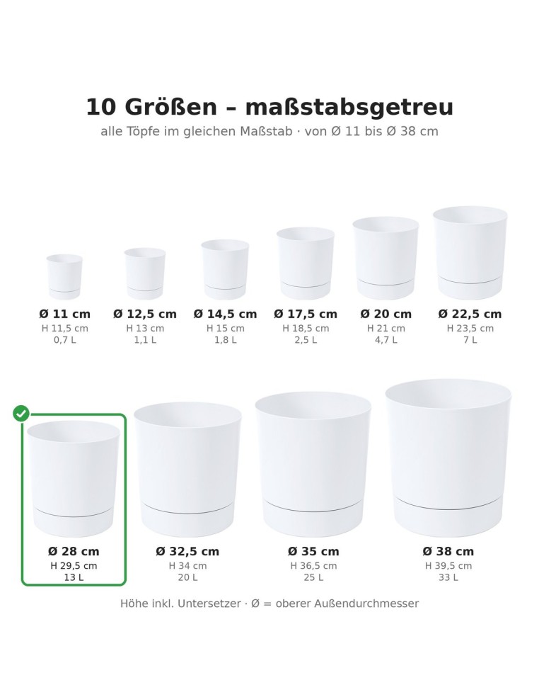 Coprivaso rotondo Ø28 × 30 cm opaco, 13 L – Bianco | Töpferkönig