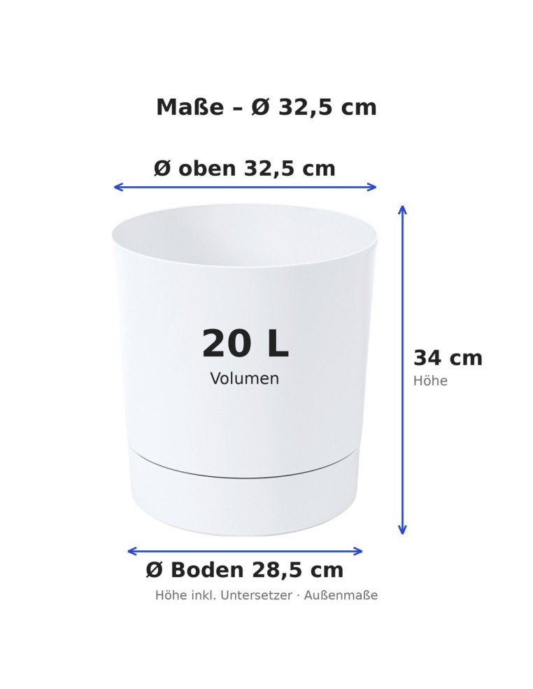 Sierpot rond Ø33 × 34 cm mat, 20 L – Wit | Töpferkönig