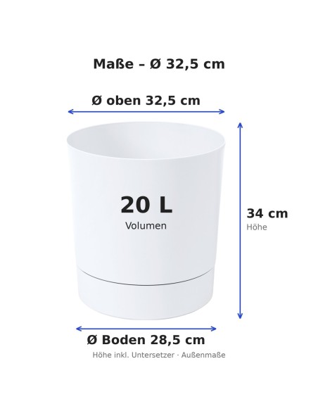 Sierpot rond Ø33 × 34 cm mat, 20 L – Wit | Töpferkönig