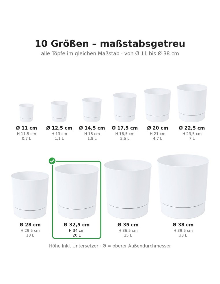 Sierpot rond Ø33 × 34 cm mat, 20 L – Wit | Töpferkönig