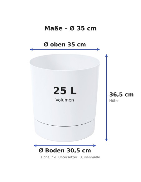 Sierpot rond Ø35 × 37 cm mat, 25 L – Wit | Töpferkönig