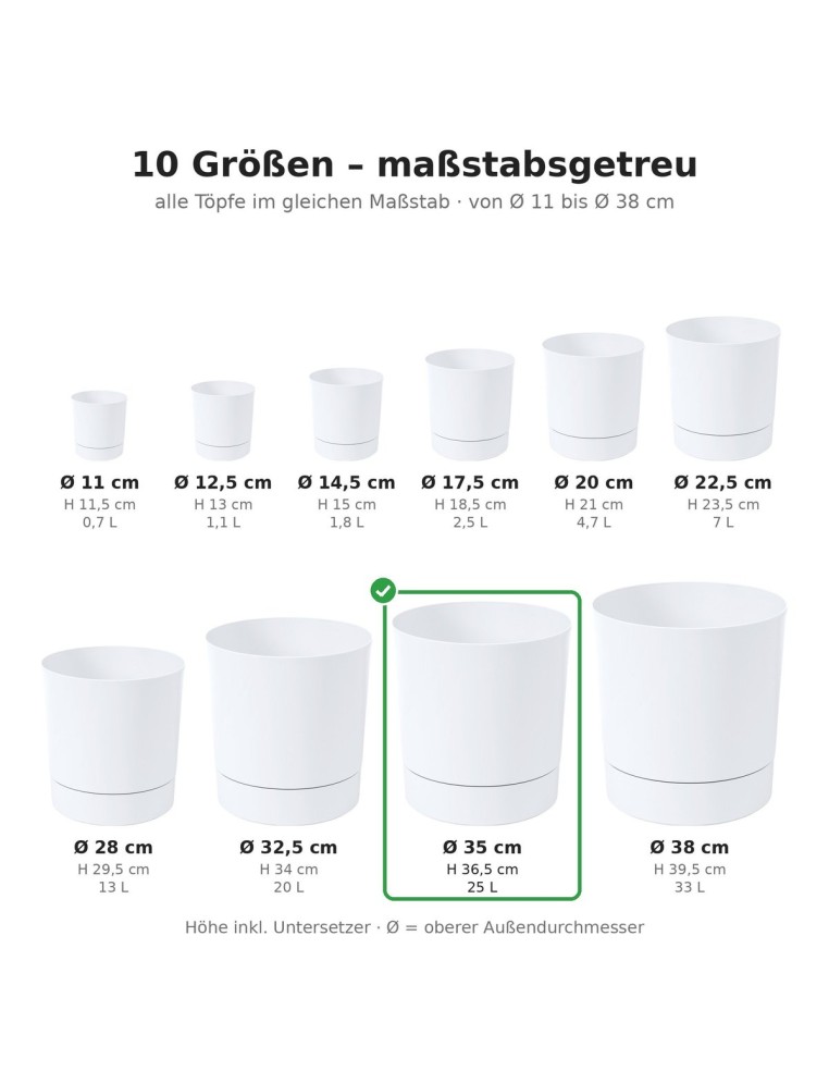 Sierpot rond Ø35 × 37 cm mat, 25 L – Wit | Töpferkönig