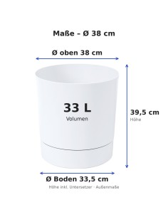 Coprivaso rotondo Ø38 × 40 cm opaco, 33 L – Bianco | Töpferkönig 2