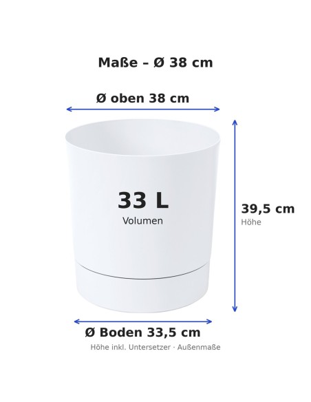 Coprivaso rotondo Ø38 × 40 cm opaco, 33 L – Bianco | Töpferkönig