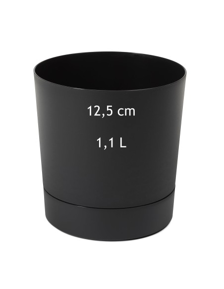 Cache-pot rond Ø13 × 13 cm mat, 1,1 L – Noir | Töpferkönig