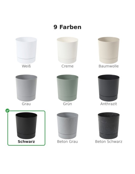 Cache-pot rond Ø13 × 13 cm mat, 1,1 L – Noir | Töpferkönig
