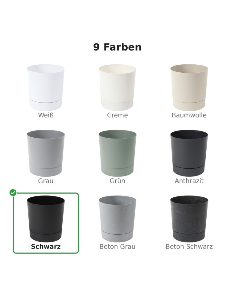 Cubremacetas redondo Ø28 × 30 cm mate, 13 L – Negro | Töpferkönig