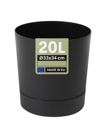 Cache-pot rond Ø33 × 34 cm mat, 20 L – Noir | Töpferkönig