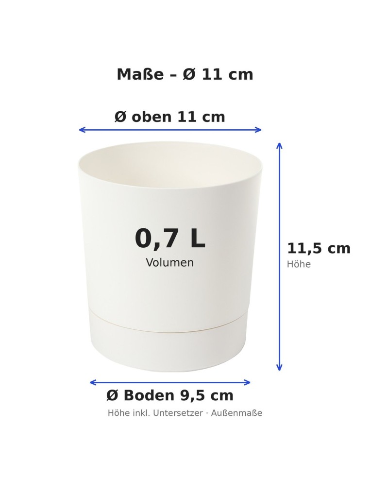 Cache-pot rond Ø11 × 12 cm mat, 0,7 L – Crème | Töpferkönig