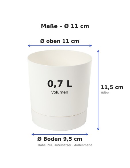Übertopf rund Ø11 × 12 cm Matt, 0,7 L – Creme | Töpferkönig