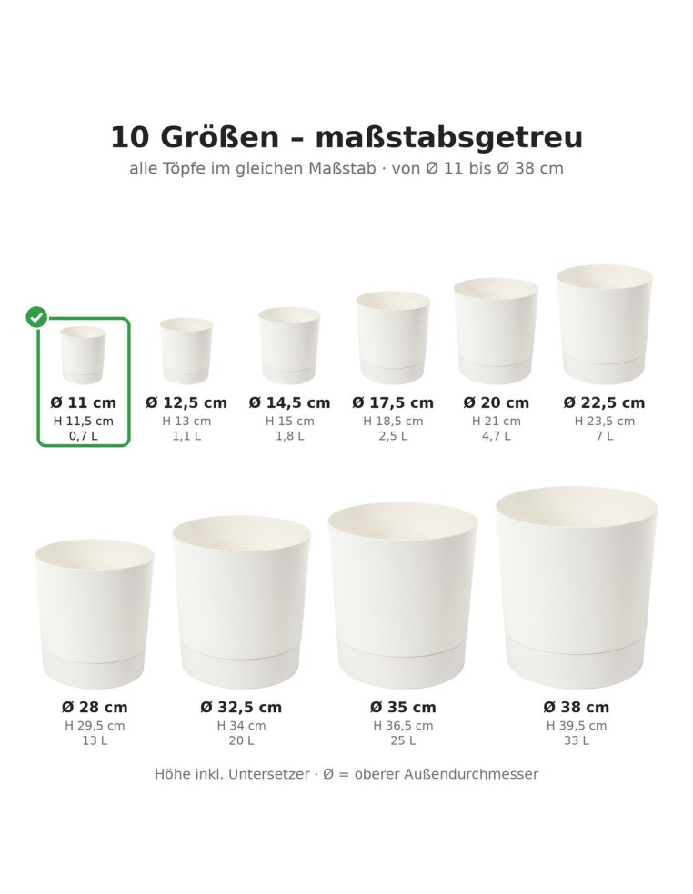Übertopf rund Ø11 × 12 cm Matt, 0,7 L – Creme | Töpferkönig