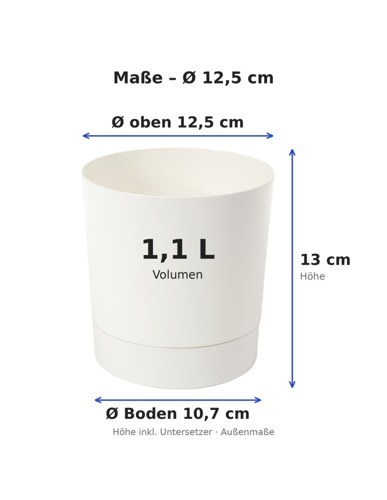 Übertopf rund Ø13 × 13 cm Matt, 1,1 L – Creme | Töpferkönig
