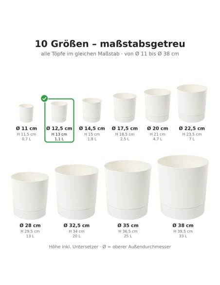 Übertopf rund Ø13 × 13 cm Matt, 1,1 L – Creme | Töpferkönig