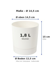 Cubremacetas redondo Ø15 × 15 cm mate, 1,8 L – Crema | Töpferkönig 2