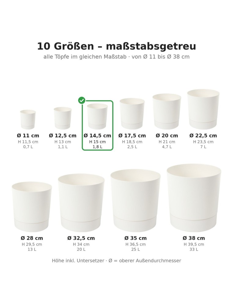 Sierpot rond Ø15 × 15 cm mat, 1,8 L – Crème | Töpferkönig