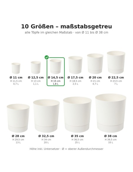 Übertopf rund Ø15 × 15 cm Matt, 1,8 L – Creme | Töpferkönig