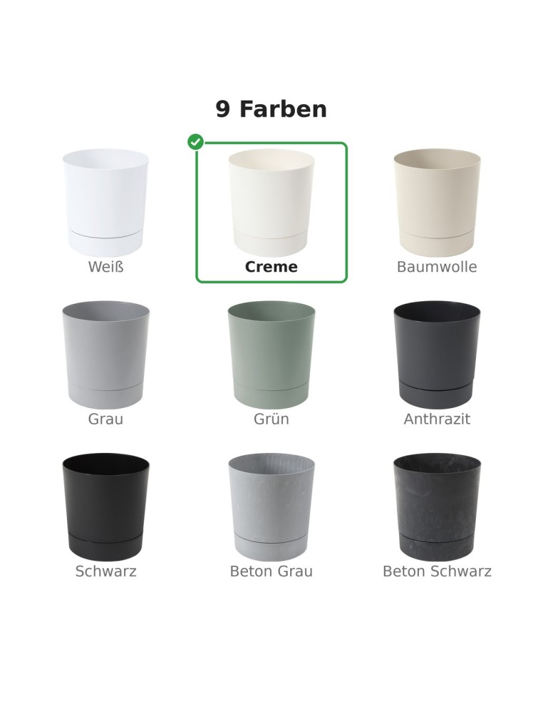 Cache-pot rond Ø18 × 19 cm mat, 2,5 L – Crème | Töpferkönig