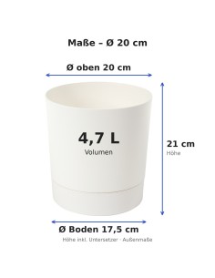Sierpot rond Ø20 × 21 cm mat, 4,7 L – Crème | Töpferkönig 2