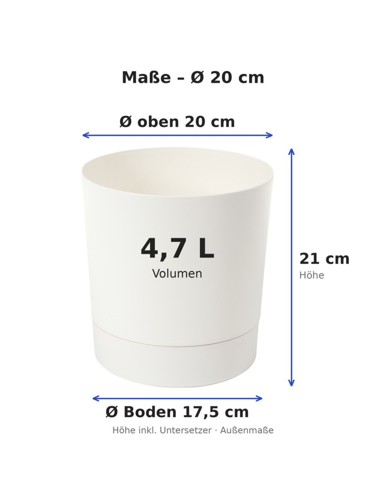 Coprivaso rotondo Ø20 × 21 cm opaco, 4,7 L – Crema | Töpferkönig