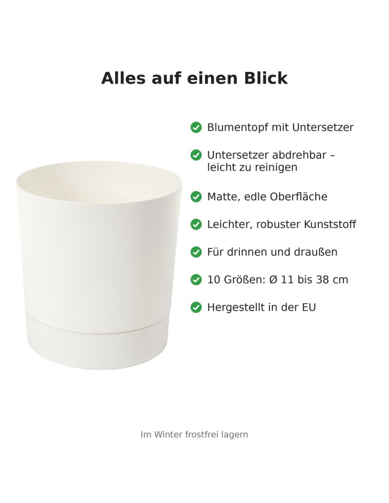 Coprivaso rotondo Ø20 × 21 cm opaco, 4,7 L – Crema | Töpferkönig
