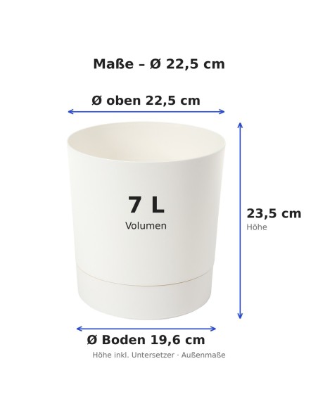 Coprivaso rotondo Ø23 × 24 cm opaco, 7 L – Crema | Töpferkönig