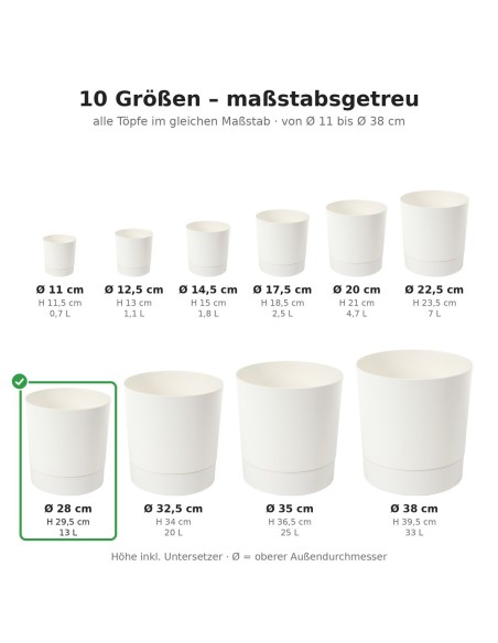Coprivaso rotondo Ø28 × 30 cm opaco, 13 L – Crema | Töpferkönig