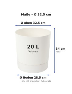 Übertopf rund Ø33 × 34 cm Matt, 20 L – Creme | Töpferkönig 2