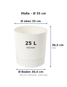 Übertopf rund Ø35 × 37 cm Matt, 25 L – Creme | Töpferkönig 2