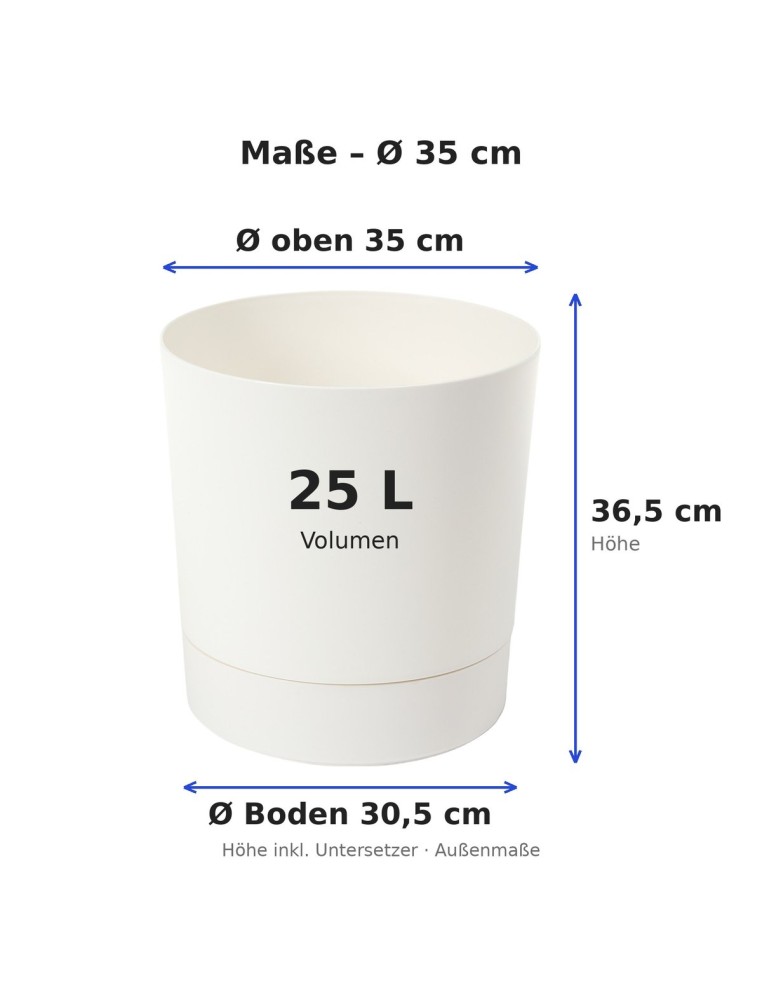 Übertopf rund Ø35 × 37 cm Matt, 25 L – Creme | Töpferkönig
