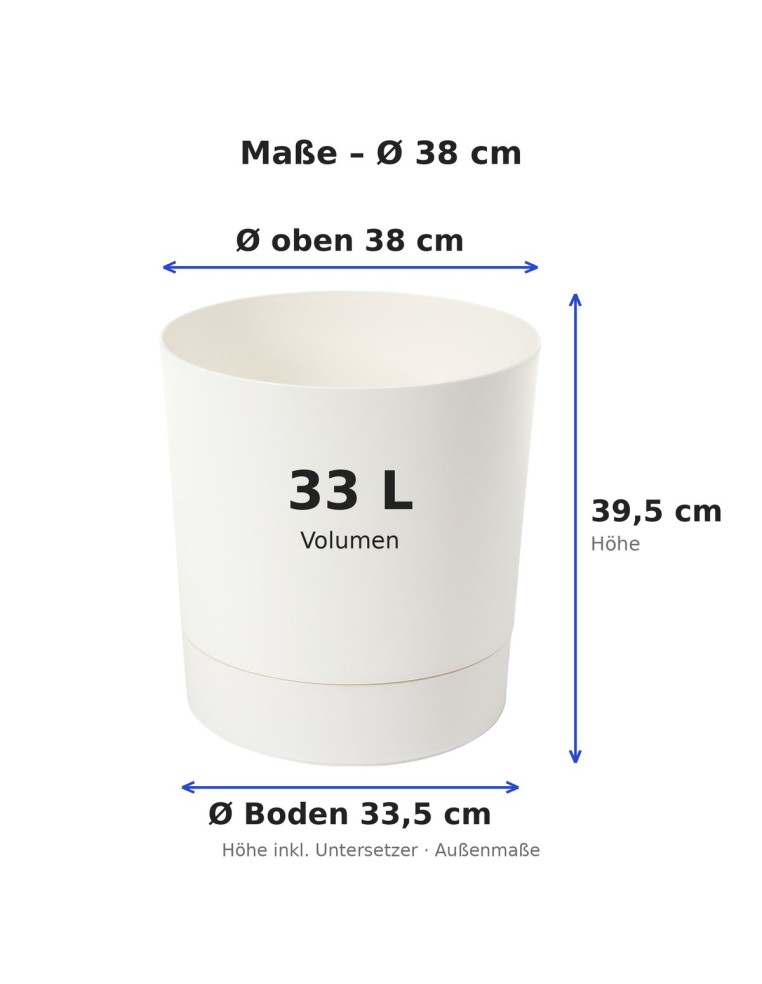 Coprivaso rotondo Ø38 × 40 cm opaco, 33 L – Crema | Töpferkönig