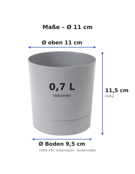 Coprivaso rotondo Ø11 × 12 cm opaco, 0,7 L – Grigio | Töpferkönig