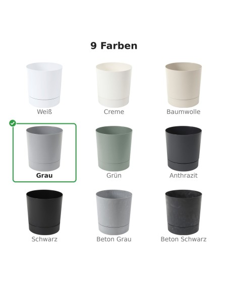 Cache-pot rond Ø13 × 13 cm mat, 1,1 L – Gris | Töpferkönig