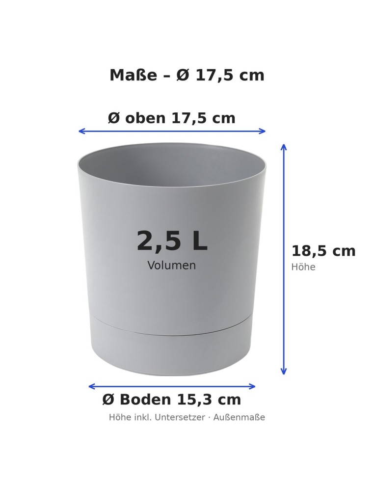 Coprivaso rotondo Ø18 × 19 cm opaco, 2,5 L – Grigio | Töpferkönig