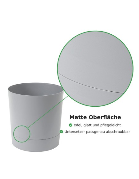 Cache-pot rond Ø18 × 19 cm mat, 2,5 L – Gris | Töpferkönig