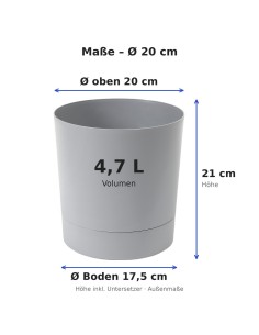 Sierpot rond Ø20 × 21 cm mat, 4,7 L – Grijs | Töpferkönig 2