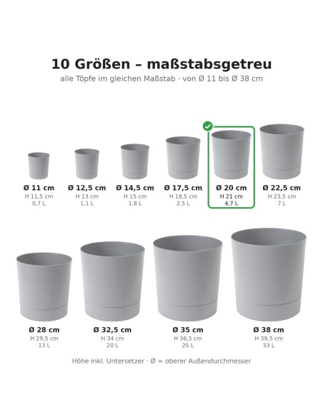 Sierpot rond Ø20 × 21 cm mat, 4,7 L – Grijs | Töpferkönig