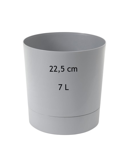 Cubremacetas redondo Ø23 × 24 cm mate, 7 L – Gris | Töpferkönig