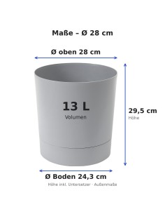 Sierpot rond Ø28 × 30 cm mat, 13 L – Grijs | Töpferkönig 2