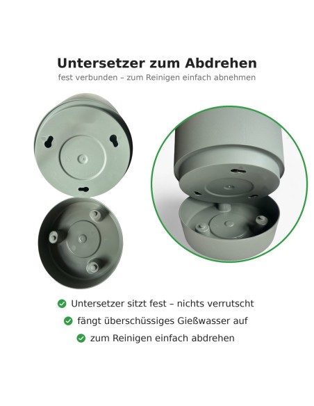Cache-pot rond Ø33 × 34 cm mat, 20 L – Gris | Töpferkönig