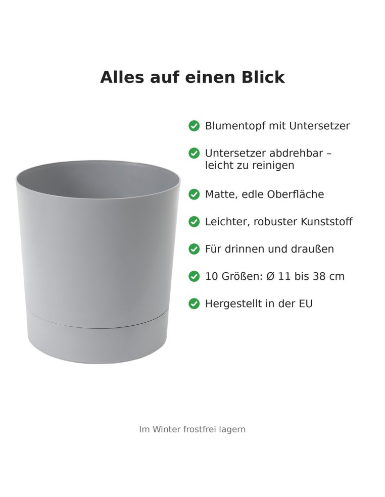 Sierpot rond Ø33 × 34 cm mat, 20 L – Grijs | Töpferkönig