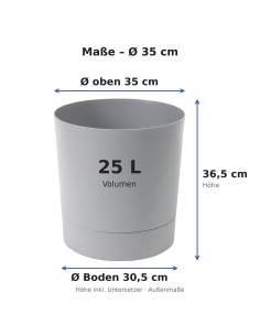 Sierpot rond Ø35 × 37 cm mat, 25 L – Grijs | Töpferkönig 2