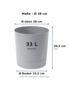 Cubremacetas redondo Ø38 × 40 cm mate, 33 L – Gris | Töpferkönig 2