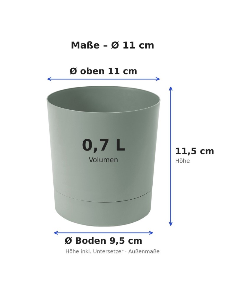 Cache-pot rond Ø11 × 12 cm mat, 0,7 L – Vert | Töpferkönig
