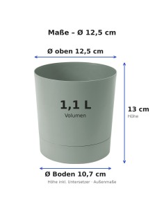 Coprivaso rotondo Ø13 × 13 cm opaco, 1,1 L – Verde | Töpferkönig 2
