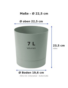 Cache-pot rond Ø23 × 24 cm mat, 7 L – Vert | Töpferkönig 2