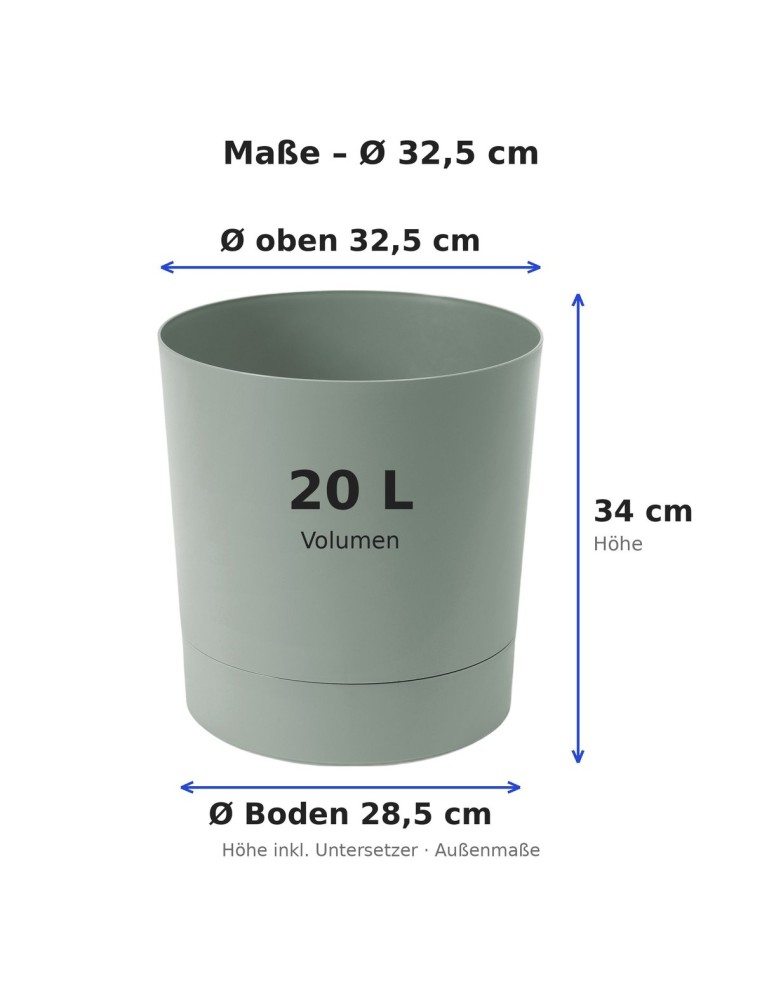Coprivaso rotondo Ø33 × 34 cm opaco, 20 L – Verde | Töpferkönig