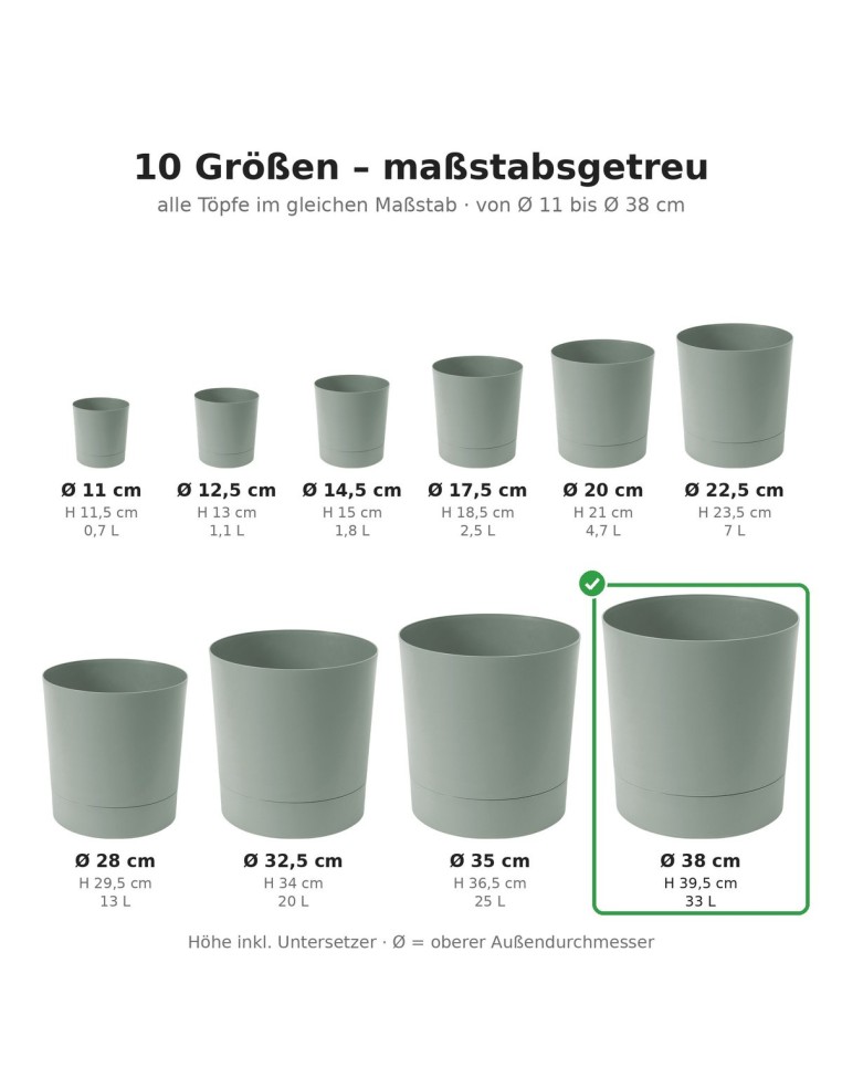 Sierpot rond Ø38 × 40 cm mat, 33 L – Groen | Töpferkönig